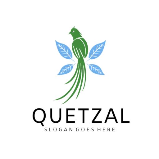 Elegant Quetzal Bird Design with Green Leaves Logo Template