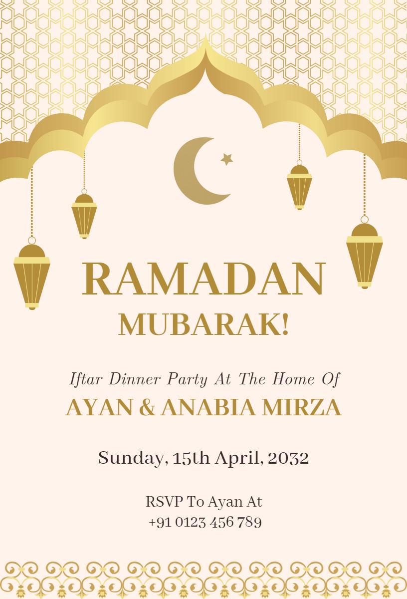 Elegant Ramadan Iftar Dinner Party Celebration Invitation Template