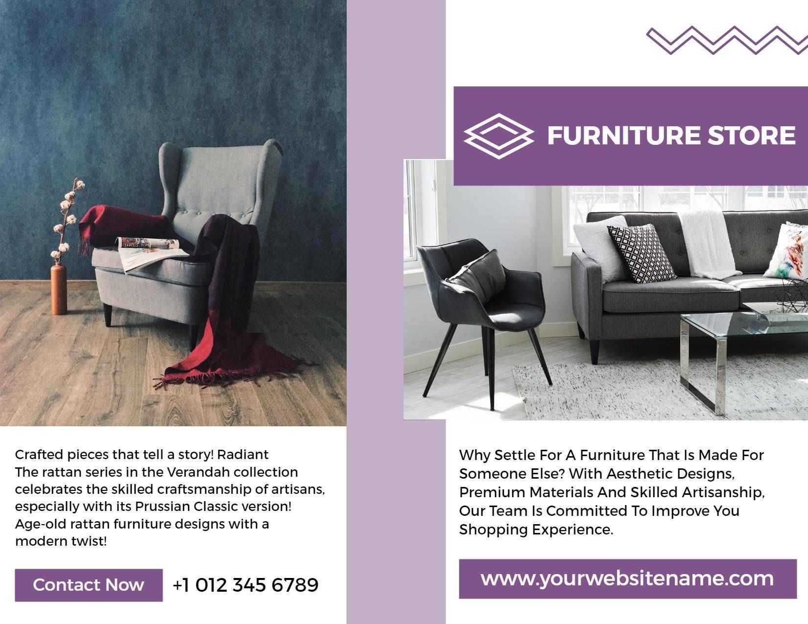 Elegant Rattan Furniture Store Bi Fold Brochure Template
