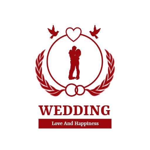 Elegant Red and Gold Design Celebrating Wedding Love Logo Template