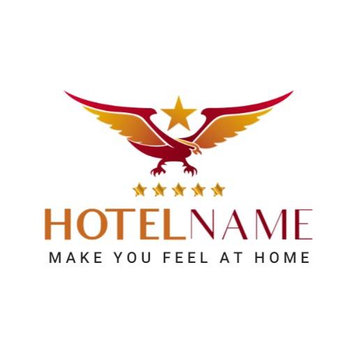 Elegant Red and Gold Eagle Symbolizing Hospitality Hotel Logo Template