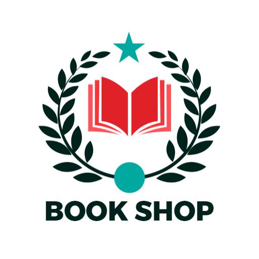Elegant Red and Green Design Highlighting Book Shop Logo Template