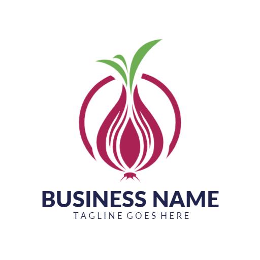 Elegant Red and Green Onion Design for Fresh Produce Logo Template