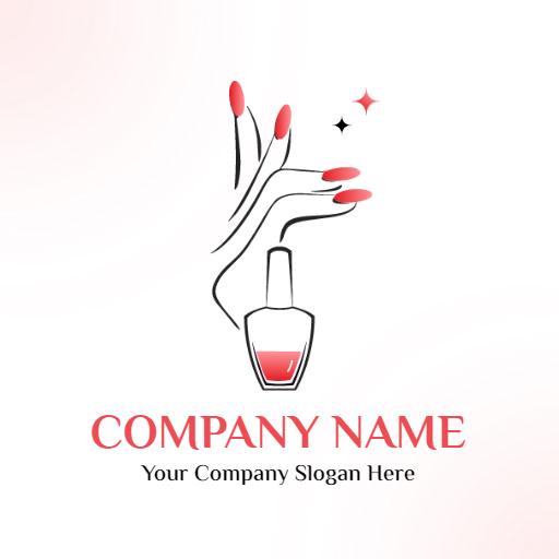 Elegant Red and Pink Nail Design for Beauty Services Logo Template
