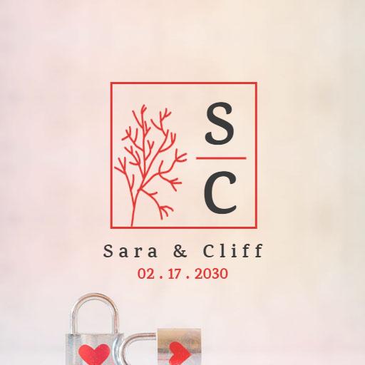 Elegant Red and Pink Nature-Inspired Wedding Logo Template