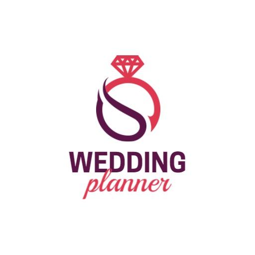 Elegant Red and Purple Wedding Planner with Diamond Logo Template