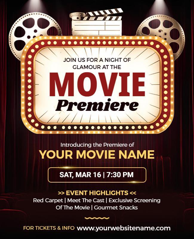 Elegant Red Cinema Movie Premiere Night Poster Template
