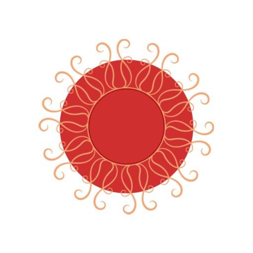 Elegant Red Circular Design with Decorative Swirls Logo Template