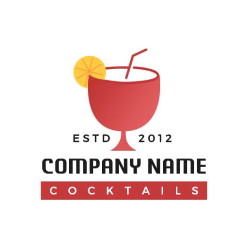 Elegant Red Cocktail Glass Enhancing Wine Bar Experience Logo Template