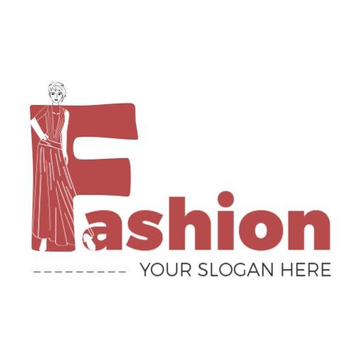 Elegant Red Dress Design Showcasing Modern Fashion Logo Template