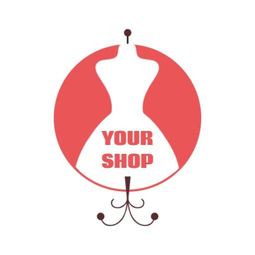 Elegant Red Dress Display Reflecting Fashion Retail Store Logo Template