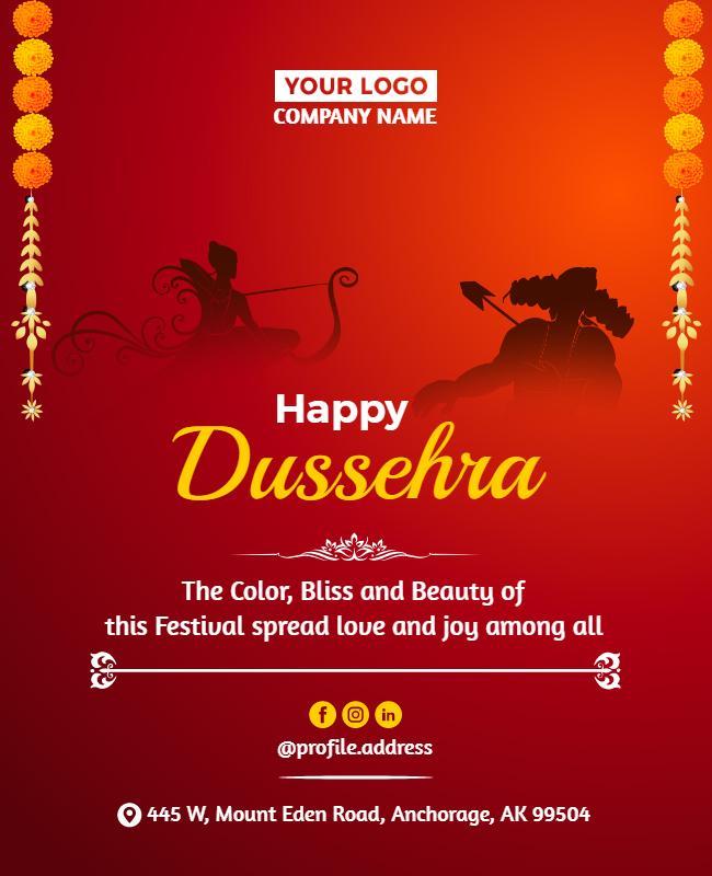 Elegant Red Dussehra Festival Celebration Poster Template