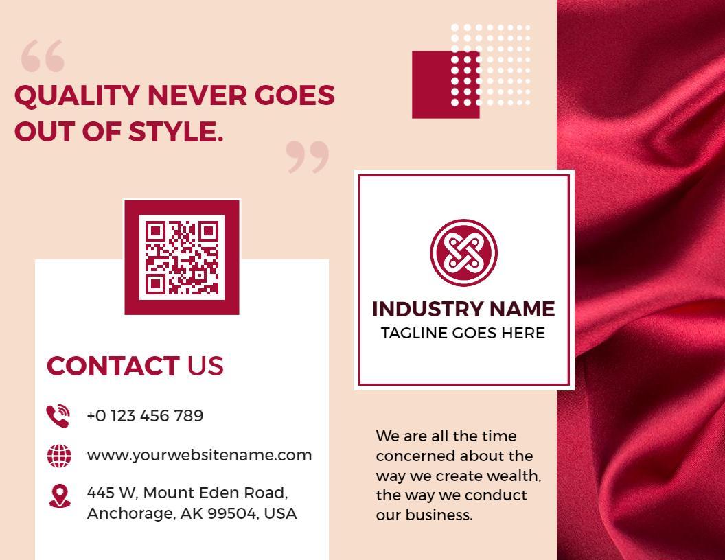 Elegant Red Fabric Manufacturing Services Bi Fold Brochure Template