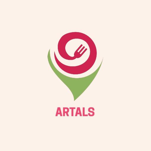 Elegant Red Fork and Green Leaf Design for Food Logo Template