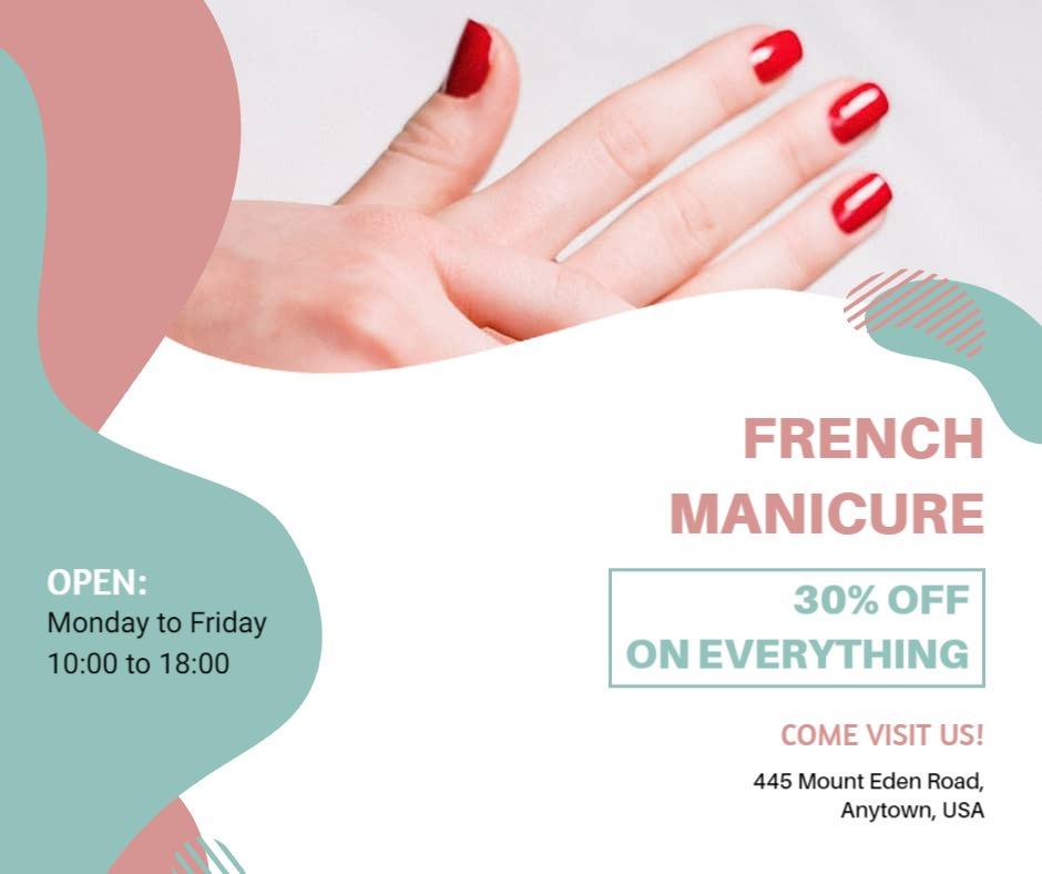 Elegant Red French Manicure Offer for Nail Salon Ad Template