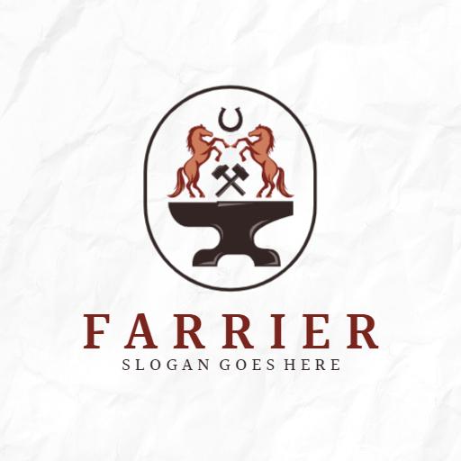Elegant Red Horse Design Featuring Farrier Services Logo Template