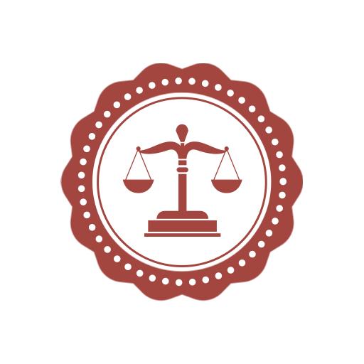 Elegant Red Justice Scales Design for Legal Badge Logo Template