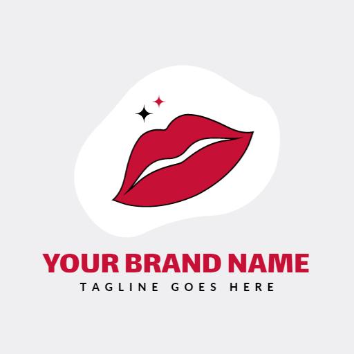 Elegant Red Lip Design Showcasing Lipstick Brand Identity Logo Template