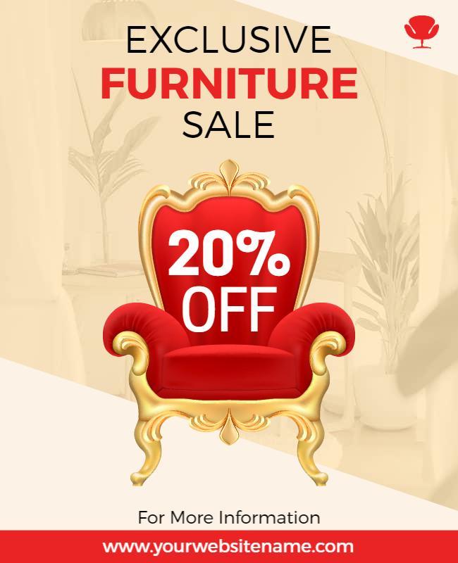Elegant Red Luxury Furniture Sale Discount Poster Template