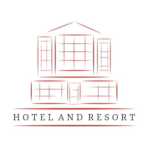 Elegant Red Minimalist Hotel and Resort Architectural Design Logo Template