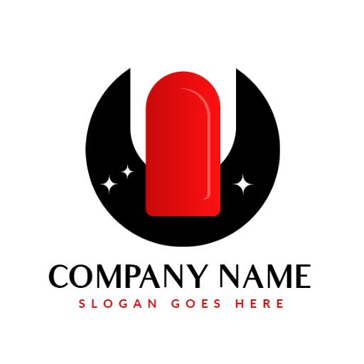 Elegant Red Nail Design Promoting Beauty Services Logo Template