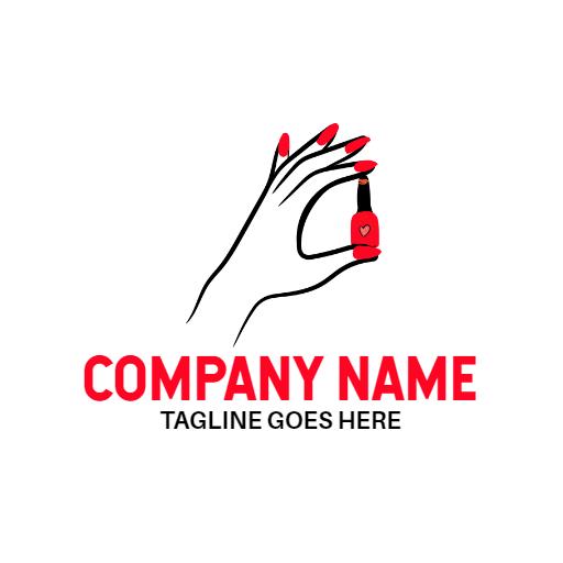 Elegant Red Nail Polish Design Highlighting Beauty Services Logo Template