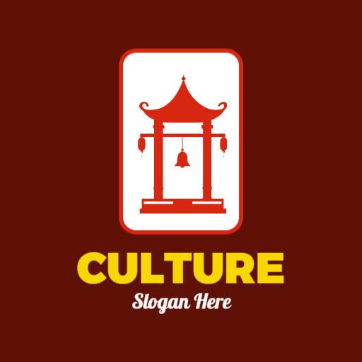 Elegant Red Pagoda Design Celebrating Asian Culture Logo Template
