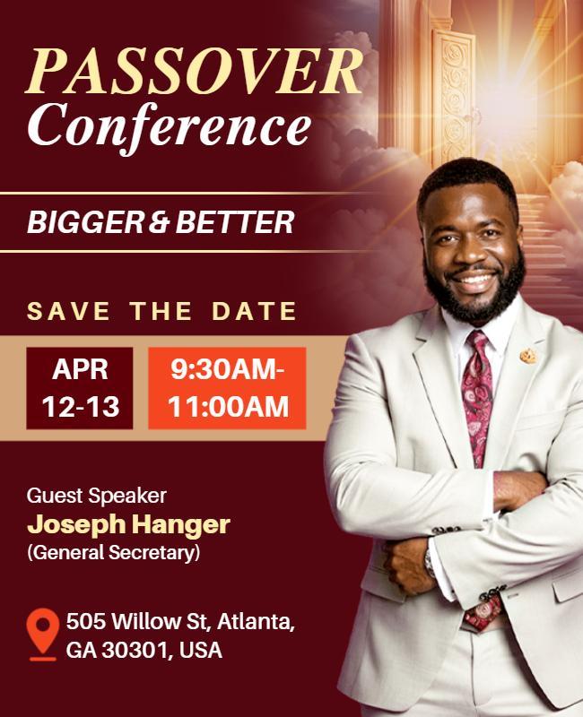 Elegant Red Passover Faith Conference Announcement Flyer Template