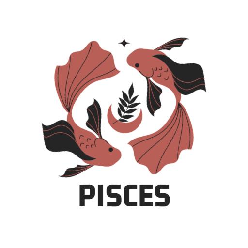 Elegant Red Pisces Design Symbolizing Zodiac Insights Logo Template
