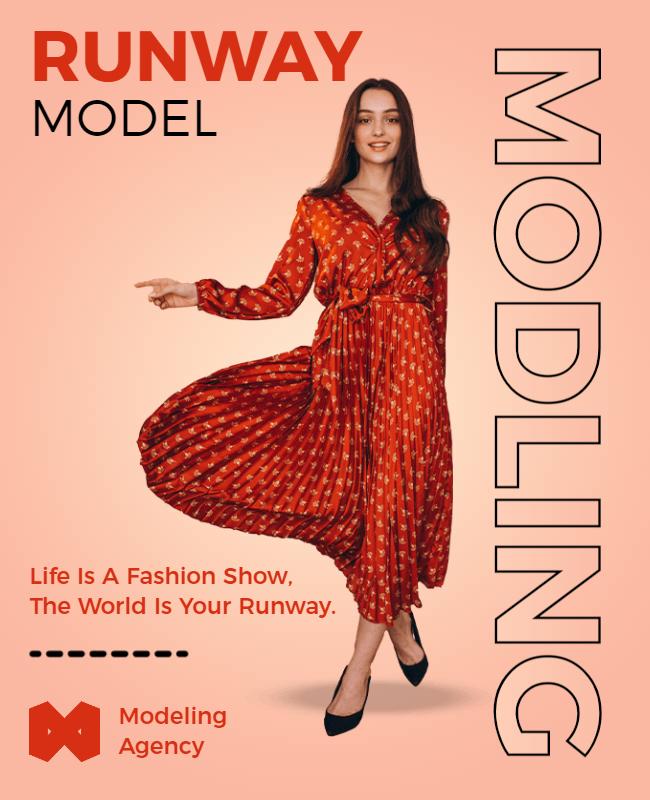 Elegant Red Runway Fashion Show Model Flyer Template