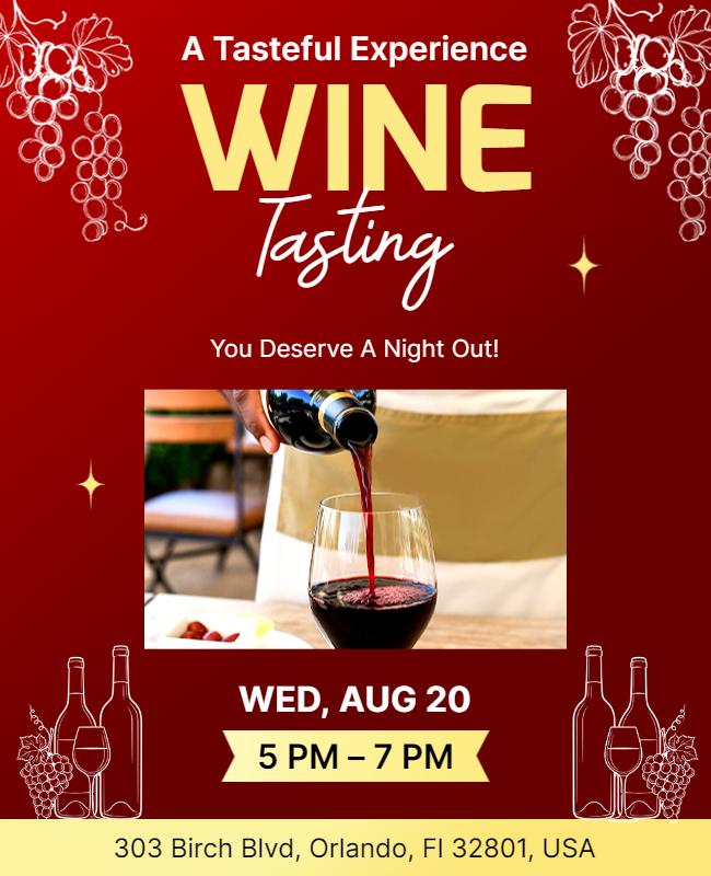 Elegant Red Wine Tasting Experience Event Invitation Flyer Template