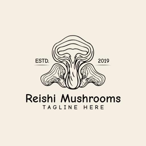 Elegant Reishi Mushroom Design with Minimalist Style Logo Template