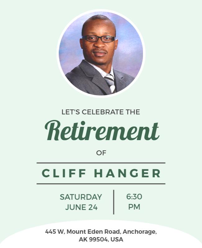 Elegant Green Retirement Celebration Invitation Flyer Template