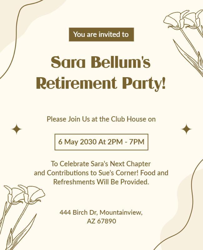 Elegant Retirement Celebration Invitation Flyer Template