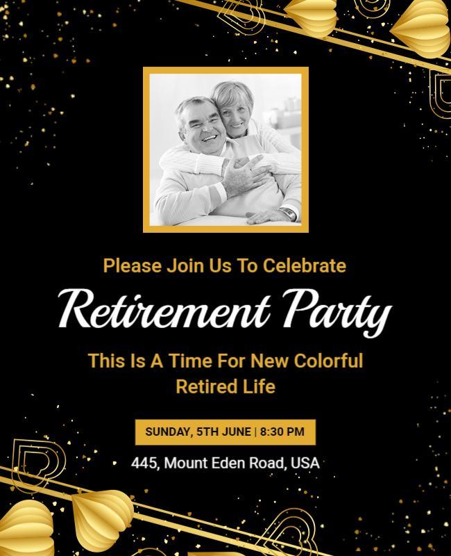 Elegant Retirement Celebration Party Flyer Template