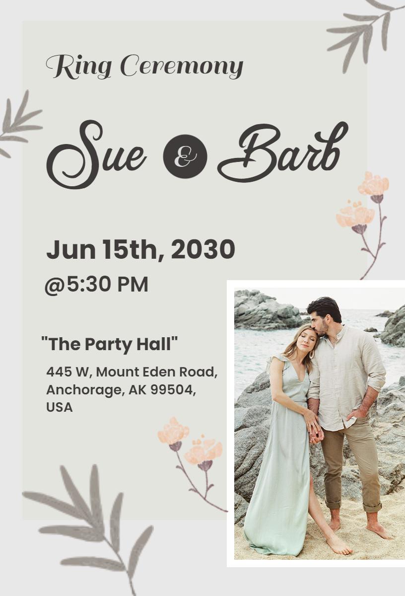 Elegant Ring Ceremony Engagement Celebration Invitation Template