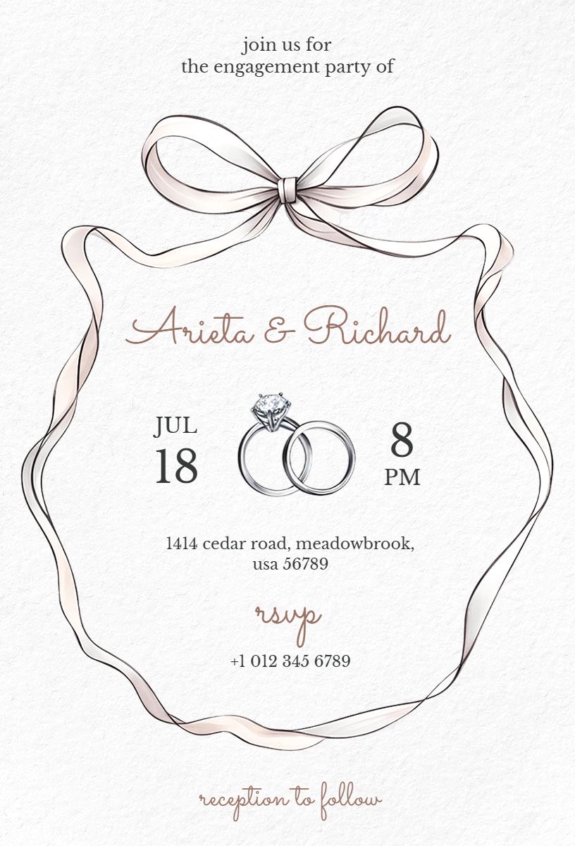 Elegant Ring Motif Engagement Celebration Invitation Template