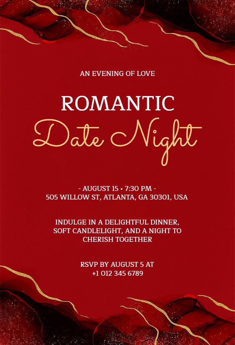 Elegant Romantic Date Night Candlelight Dinner Invitation Template
