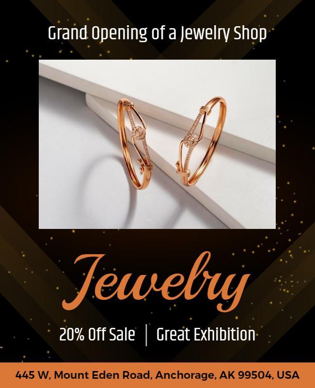 Elegant Rose Gold Jewelry Shop Grand Opening Poster Template