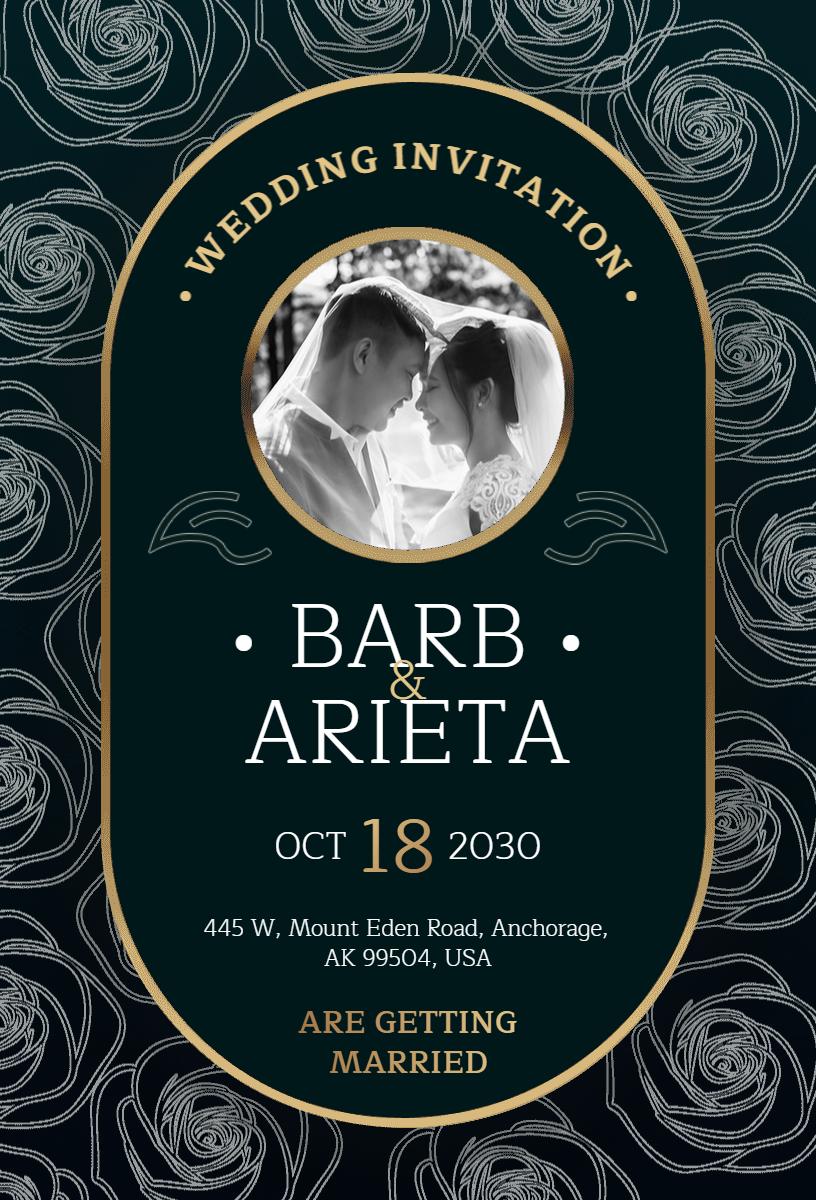 Elegant Rose-Themed Wedding Ceremony Invitation Template