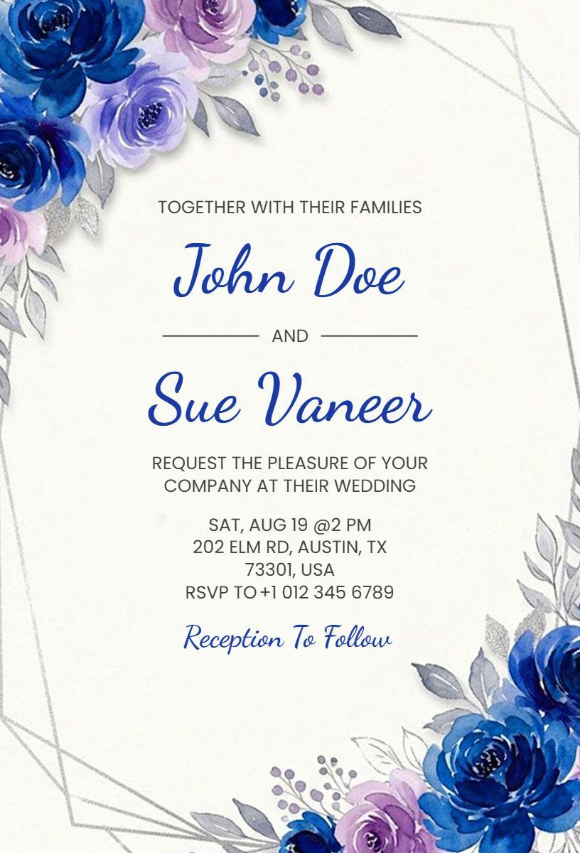 Elegant Rose Wedding Celebration Floral Invitation Template