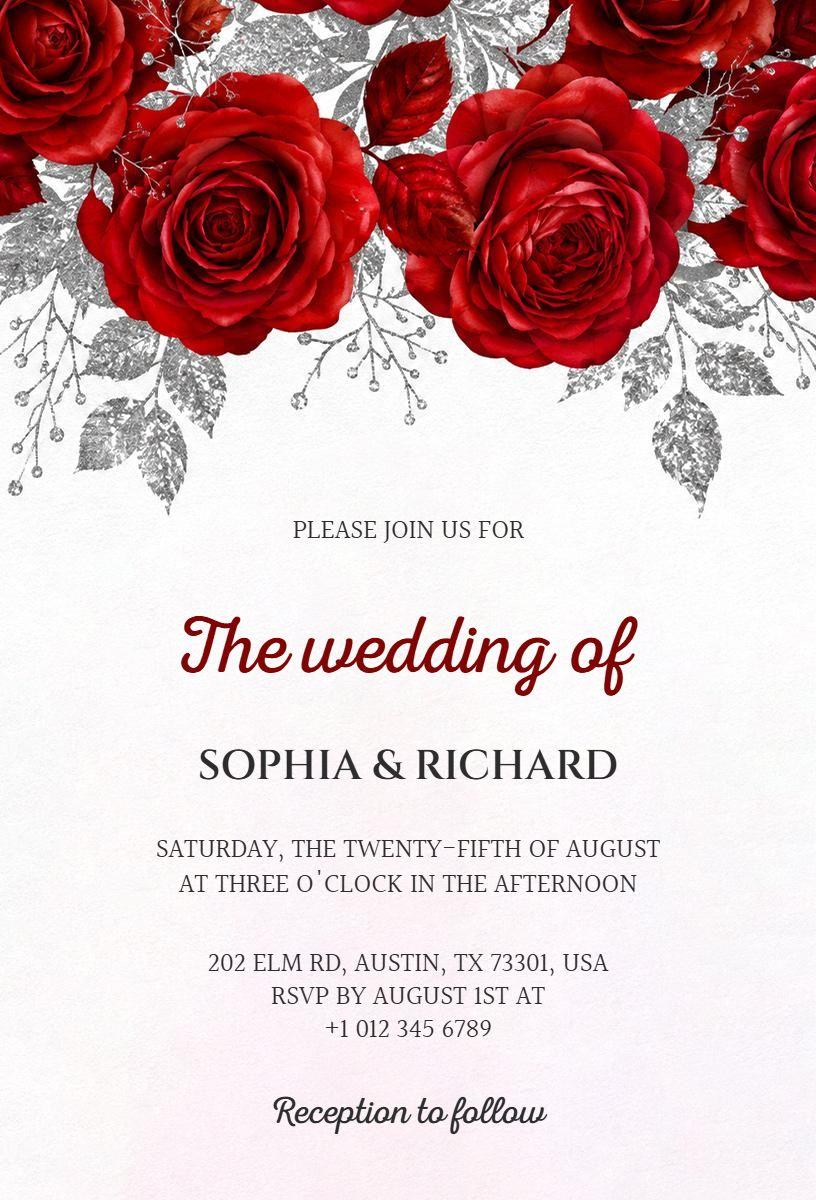 Elegant Rose Wedding Floral Ceremony Invitation Template