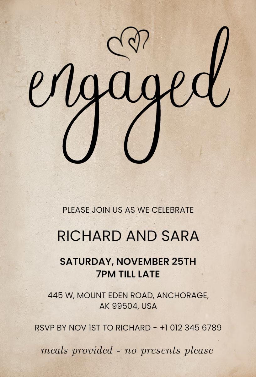Elegant Rustic Engagement Celebration Invitation Template