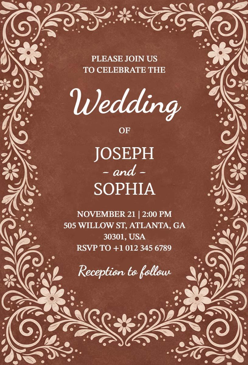 Elegant Rustic Floral Outdoor Wedding Invitation Template