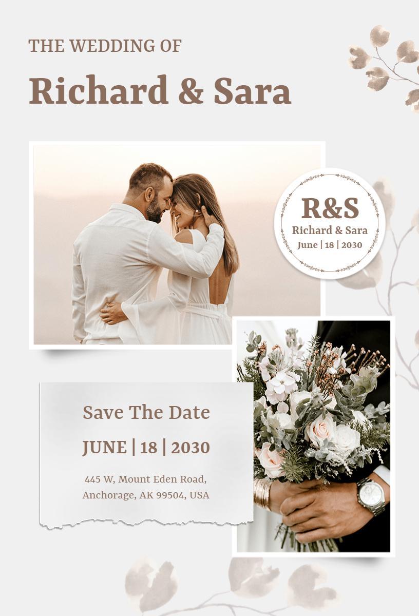 Elegant Rustic Floral Save The Date Wedding Invitation Template
