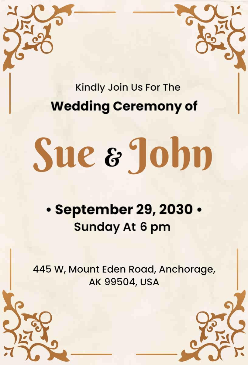 Elegant Rustic Wedding Ceremony Celebration Invitation Template