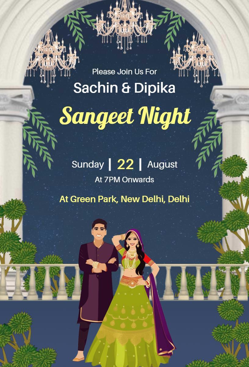 Elegant Sangeet Ceremony Night Festivities Invitation Template