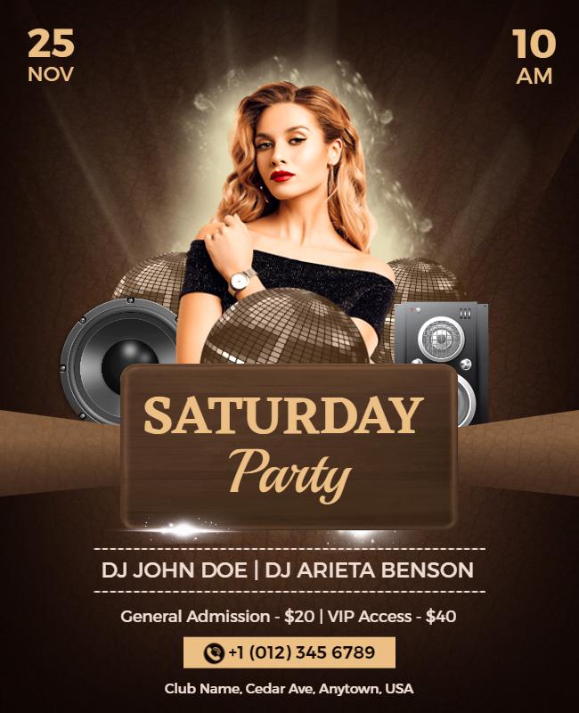 Elegant Saturday Night Party Event Flyer Template