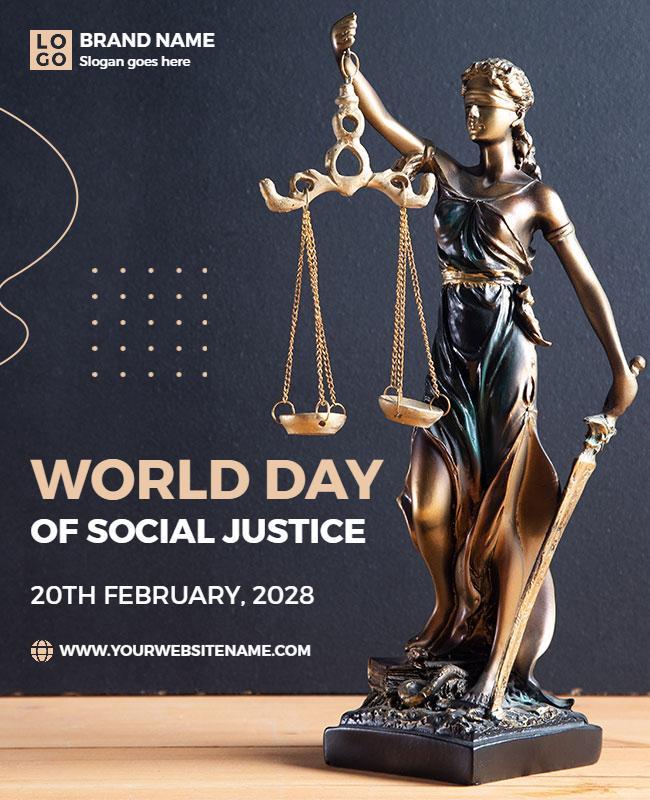 Elegant Scales of Justice for World Social Justice Day Poster Template