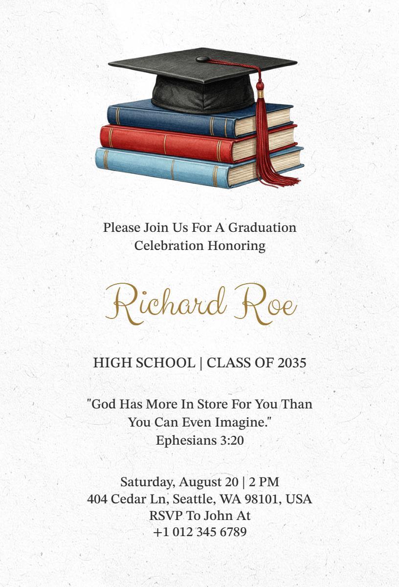 Elegant Scholarly Graduation Celebration Invitation Template